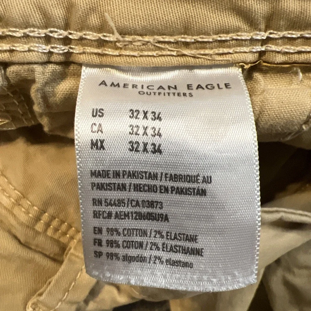 American Eagle Next Level‎ Flex Slim Straight Pants 32x34 Tan Cotton Blend Mens
